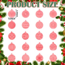 20 Pcs Christmas ball Ornaments Cookie Stamps Xmas Ball Shape Cookie Cutters Xmas Embossing Tree Stocking Ball Ornaments Shapes 3D Plastic Cookie Molds for Baking Holiday Party Supplies