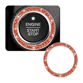 SHMZK SHMZK Car Bling Crystal Rhinestone Engine Start Ring Decals, Sparkling Diamond Car Push Start Button Ignition Ring Sticker, Auto Key Ignition Knob Ring Decoration for Women Girls (Orange)