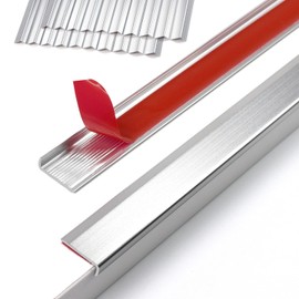 Jiekayi 20 Pack 12 Inch Peel and Stick Metal Tile Edge Trim, Edge Trim for Decorative Kitchen Backsplash Fireplace, Furniture, Picture, Mirror Frame Border (Silver)