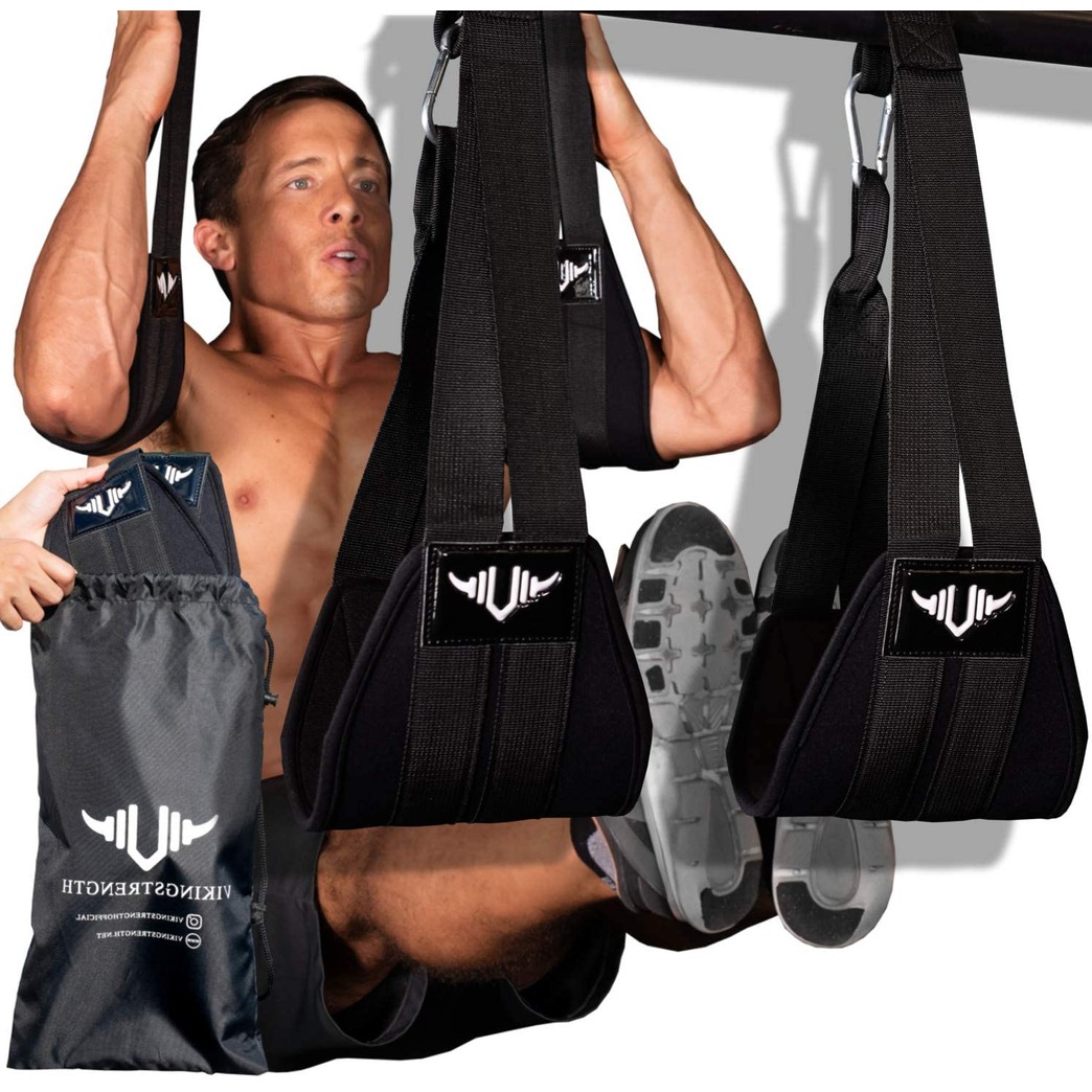 Vikingstrength AB straps - Home Gym Exerciser Ab Slings pair for pull up bar - Hanging Leg Raiser Fitness for six pack - Workout Equipment for Men & Women + Bonus Bag