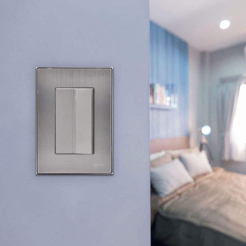 iGoto INOX1005 con 1 apagador sencillo de 3 módulos, Acero