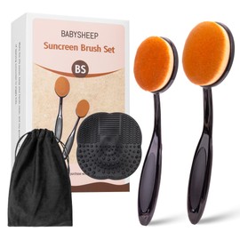 Sunscreen Brush Applicator Set-Sunblock Brush for Kids Adults,Child-Safe for Face and Body, Sun Lotion/Cream Applicator with Storage Bag & Cleaning Mat,Travel Size (2 pack-Black)