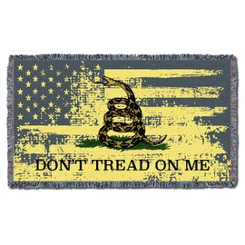 Gadsden - Don't Tread on Me American Flag - Blanket Throw for Back of Couch or Sofa - Woven from Cotton - Made in The USA (61x36)