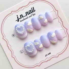 Mongsil Cloud Handmade Nail Tips☁️ - Round / 몽실 구름 수제네일팁☁️ - 라운드