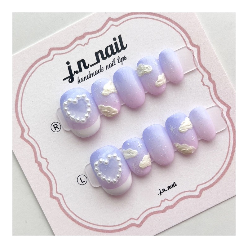 Mongsil Cloud Handmade Nail Tips☁️ - Round / 몽실 구름