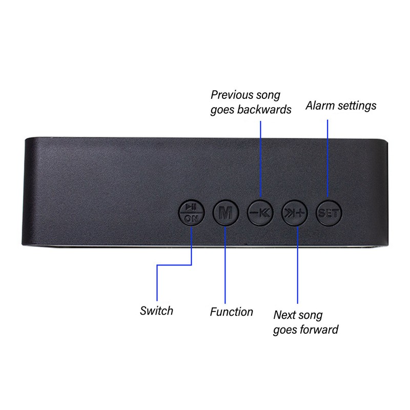 Mirror Alarm Clock Bluetooth Speaker Rechargeable Digital Alarm Clock Bluetooth