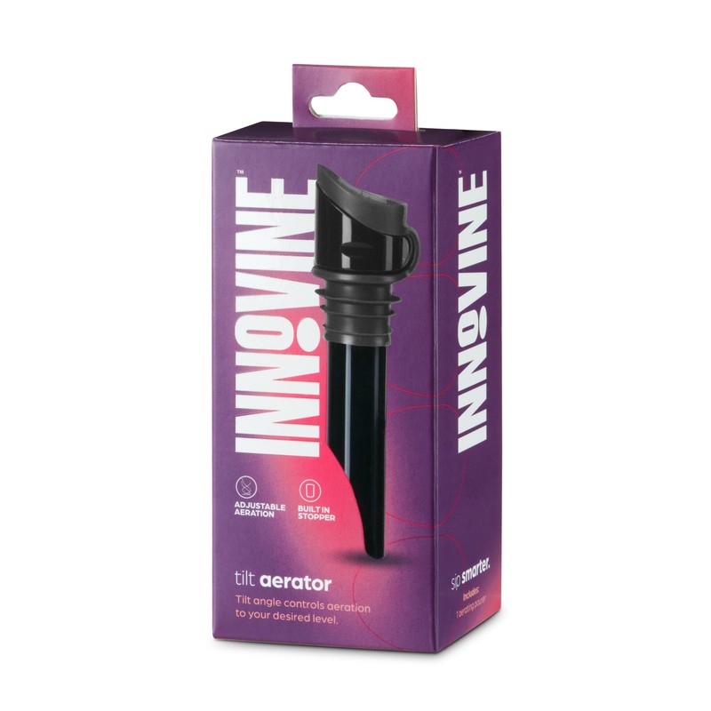 Innovine Wine Aerator Pourer with Built In Stopper, Tilt Design