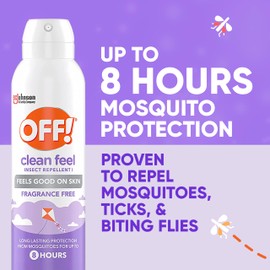 OFF! OFF! Clean Feel Insect Repellent Aerosol with 20% Picaridin, Bug Spray with Long Lasting Protection from Mosquitoes, Feels Good on Skin, 5 oz