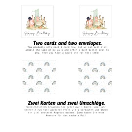 2x 1st Birthday Card for Boy or Girl Farm One Year Old - Made from Recycled Paper (Double Set)
