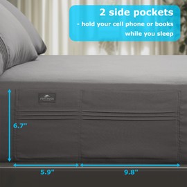 Popfavor Deep Pocket Twin Fitted Sheet with Straps - Fits Mattresses Up to 21" Thick - 2 PCS Bed Sheets - Moisture Wicking, Cooling & Soft Fitted Sheet & Pillow Cases (Grey)