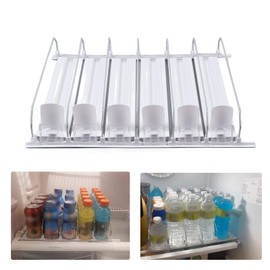 Drink Automatic Pusher Glide, White ABS Width Adjustable 12oz 16oz 16.9oz 20oz Refrigerator Soda Can Organizer Spring Loaded Fridge Drink Dispenser for Beverage Storage (38cm)