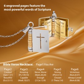PIKPEOD Christian Gifts for Women Faith, Jesus Bible Verse Necklace, Openable Multi Layer Book Necklace，Cross Faith Pendant Necklaces，Spiritual motivation encouragement motivational Religious gifts for Women