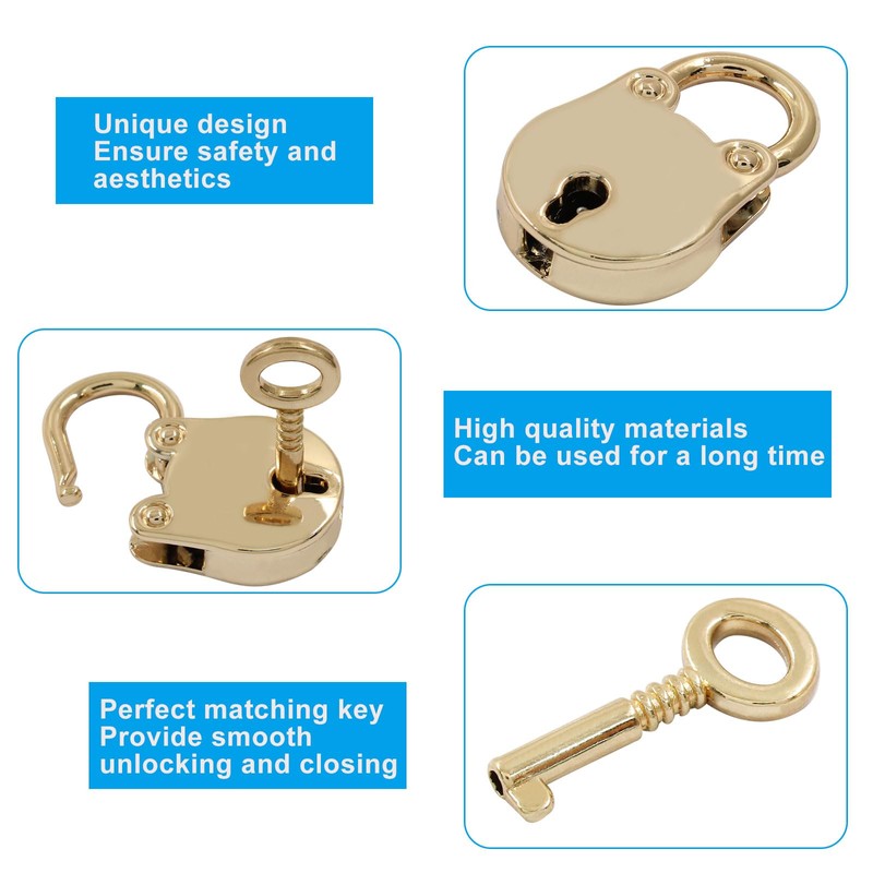 Waziaqoc Mini Bear Head Shaped Padlock, Retro Gold Vintage Style