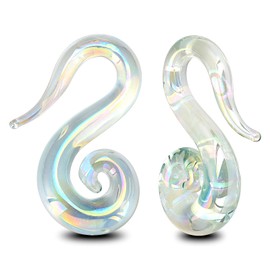 Stuppendux Seahorse Shape Ear Glass Spiral Tapers Plugs Tunnels Expander Hanger Gauges Earrings Stretching Body Piercings Jewelry Gauges 6g 4MM