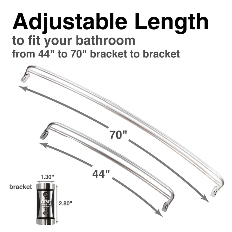 JS Jackson Supplies Double Curved Shower Rod, Metal Construction, Adjustable