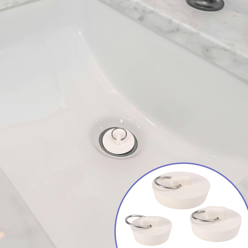 BOXOB 3pcs 3 Sizes Sink Drain Stoppers, Rubber Sink Plugs