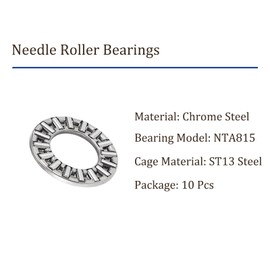 Kozelo 10pcs NTA815 Thrust Needle Roller Bearings - [1/2 Inch x 15/16 Inch x 5/64 Inch] for Conveying Equipment Use, Chrome Steel