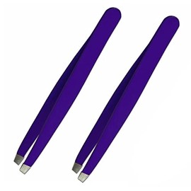 Professional Stainless Steel Eyebrow Tweezers – Precision Tweezer for Ingrown Facial Hairs – 2 Pcs Pack by DMX INTL (Black)