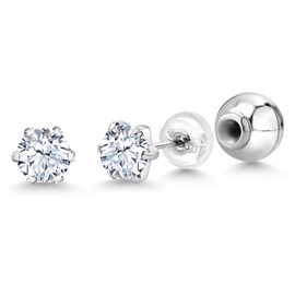 Gem Stone King Pure PT900 Platinum 900 6 Prong 5MM Round White Zirconia Stud Earrings For Women Men | 1.50 Cttw | Round 5MM