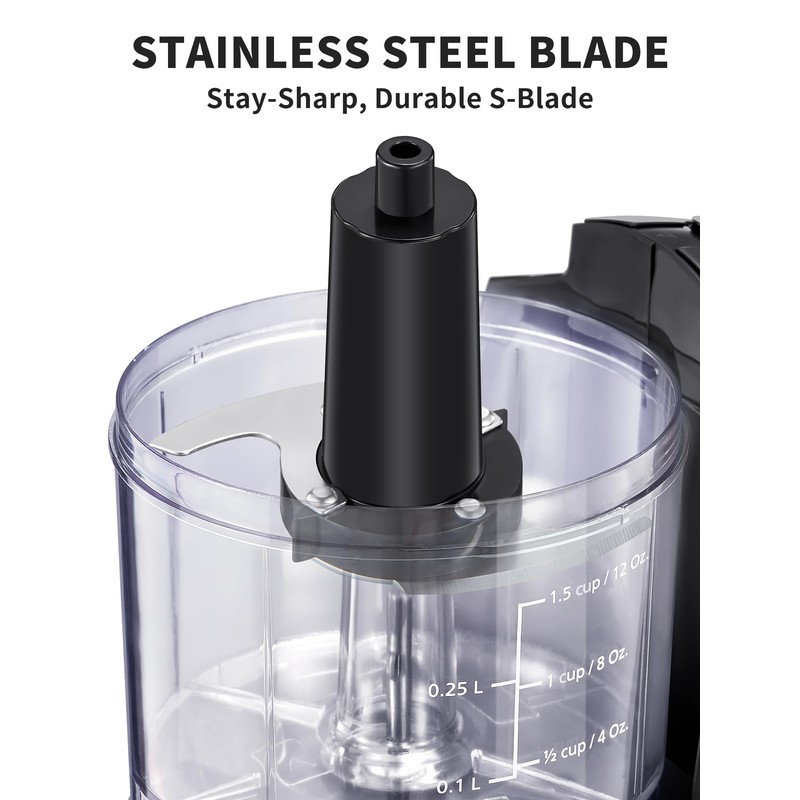 Reemix 1.5-Cup One-Touch Electric Food Chopper, 100W Mini Food Processor
