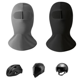 ZodiacZen Balaclava Motorcycle Children Summer 2 Pieces Windproof Face Mask Balaclava for Boys Girls Cool Cycling Hat Under Helmet, Black and Grey, black, Unit size