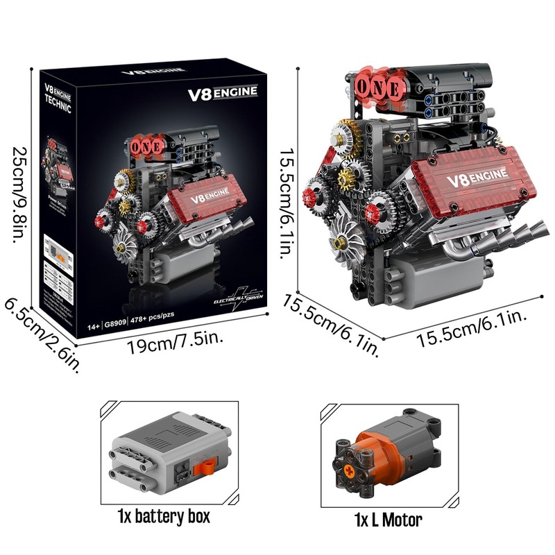 V8 Engine Model Kit That Works Micro Building Blocks Set