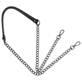 PU Leather Chain Strap Adjustable Metal Chain Shoulder Strap Removable Handbags Chain Strap Long Bag Chain Strap with Buckles 120 cm (Black Chain)