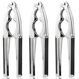 Bougraite Crab Crackers and Tools, 3 Pcs Crab Crackers with Non-slip Handle, Lobster Crackers and Tools, Seafood Tools Set, Nut Cracker Set, Home Restaurant Kitchen Tools, Black