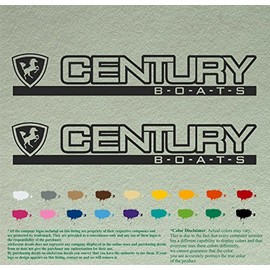 Pair of Century Boat Compatible Replacement Restoration Decals Vinyl Stickers Outboard Motor Set of 2 (36", Black 070)
