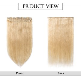 S-noilite Clip in Human Hair Extensions 1 Piece 5 Clips 3/4 Full Head Clip on Remy Hair Extension For Women Lighter One-Piece Design Adding Hair Volume 22Inch 55g Natural Blonde