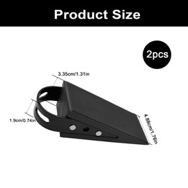 KINHARD Pack of 2 Black Rubber Door Wedges, Wedge-shaped Movable Door Stop Wedge with Stainless Steel Hooks, Non-Slip and Wedges on Both Sides, for Hotels, Living Rooms, Offices