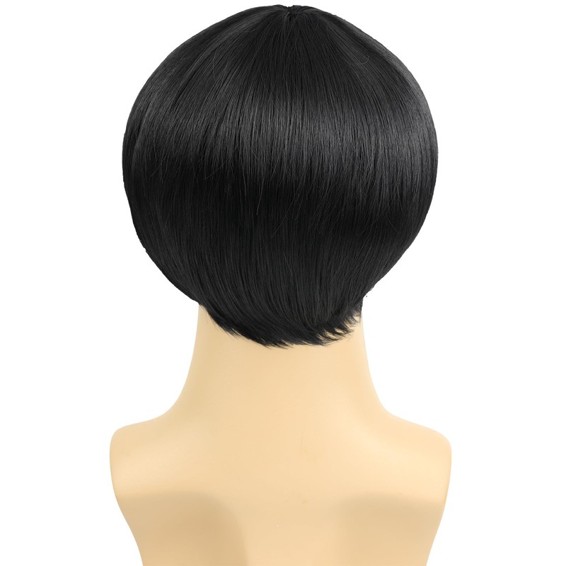 Black Mushroom Wig for Men Short Bowl Cut Wigs for
