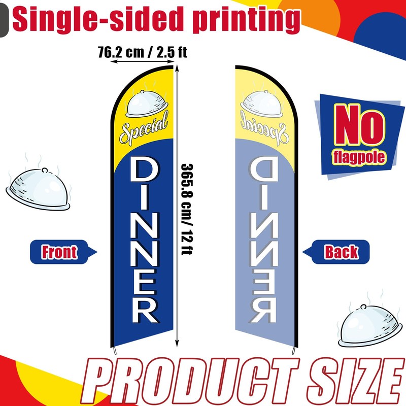 3 Pcs Swooper Restaurant Advertising Flags Now Open, Lunch and