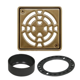 Schluter Kerdi 4 Inch Square Stainless Steel Grate in Vintage Gold