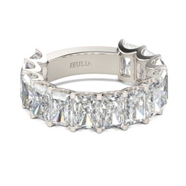 Jeulia Sterling Silver Ring Band: Baguette Cut Cubic Zirconia Engagement Ring with White Diamond Women's Stone Jewellery for Women, Sterling Silver