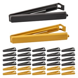 30 x BEVARA Plastic Large Food Sealing Clips, 14cm Long, Grey & Yellow, Reusable, Freezer & Dishwasher Safe