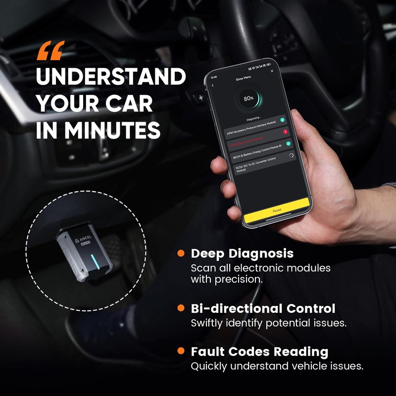 ANCEL Echo OBD2 Scanner Bluetooth - All Systems Code Reader,