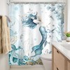 Newsely Mermaid Shower Curtain 72Wx72H Inch Nautical Blue Sea Ocean