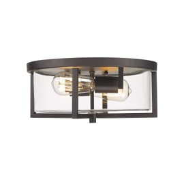 Odeums Indoor Flush Mount Ceiling Lights, ,Interior Close to Ceiling Light Fixture, Oil Rubbed Bronze Finish with Clear Glass