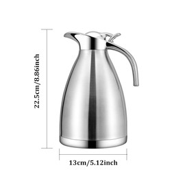 HSTYAIG Vacuum Jug 304 Stainless Steel Double-wall Thermal Carafe Coffee Pot Anti-leakage Anti-splashing Juice Milk Tea Pot Insulation (Silver, 1L)