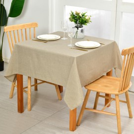 Hiasan Faux Linen Square Tablecloth - Wrinkle Free, Washable Rust-Proof Square Table Cloth for Kitchen Dining Room Holiday Table Cover for Party Dinner, Farmhouse, Beige, 70 X 70 Inch