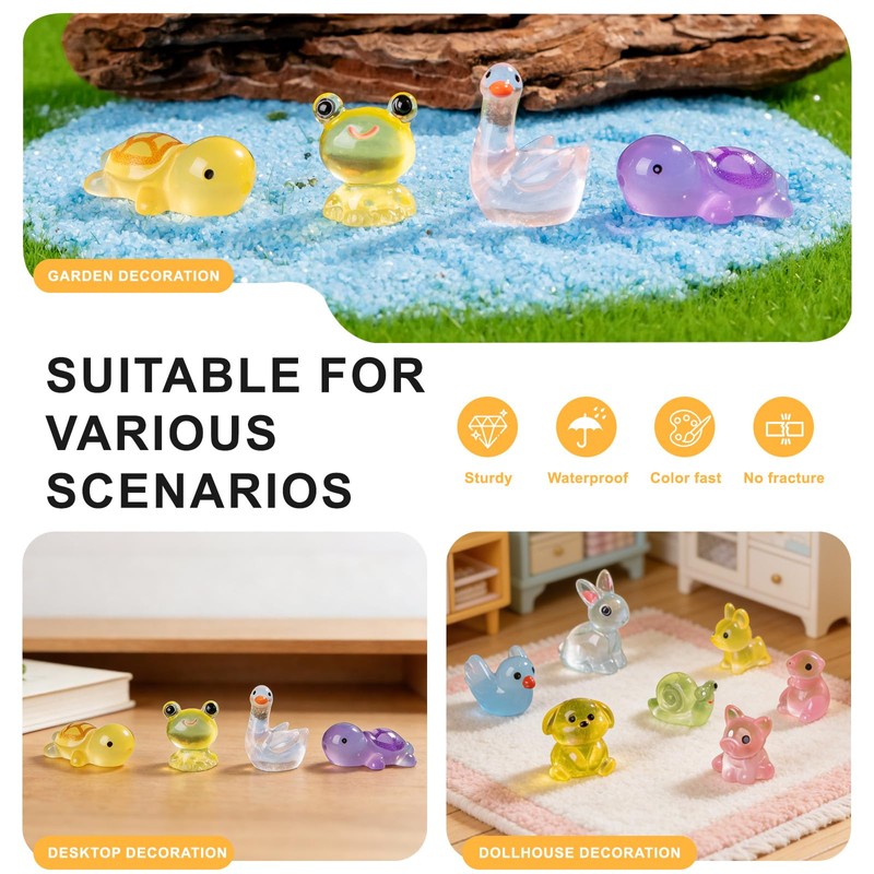 250 pcs Luminous Mini Resin Animals Many Styles Variety Tiny