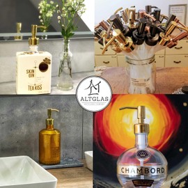 ALTGLAS Stainless Steel Soap Pump 'Budapest' as Replacement for Liquid Hand Soap Dispensers and Bottle Upcycling (Shiny Gold) - Fits e.g. Jack Bottle