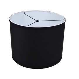 FenchelShades.com 16" Top Diameter x 16" Bottom Diameter 12" Height Cylinder Drum Lampshade USA Made (Linen Black)