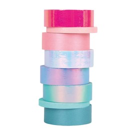 Rayher Washi Tape Set Shiny Mix 8 Rolls of 5 m 6 x 15 mm Wide 2 x 5 mm Wide Shimmering Pastel Colours Paper Foil Paper Tape Decorative Tape 50262999