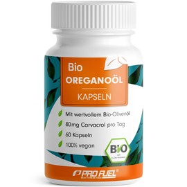Organic Oregano Oil Capsules 60x - Optimal High Dose with 80 mg Carvacrol per Capsule - Greek Oregano Oil from Controlled Organic Cultivation - Laboratory Tested with Certificate - Storage Pack for 60