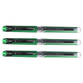 Pilot Hi-Tecpoint V7 Grip Rollerball Pen Pens Pack Of 3, Green