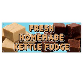 Fresh Homemade Kettle Fudge Banner 13 oz | Non-Fabric | Heavy-Duty Vinyl Single-Sided With Metal Grommets