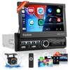 Roinvou [Motorized] Single Din Touchscreen Car Stereo with Wireless Carplay
