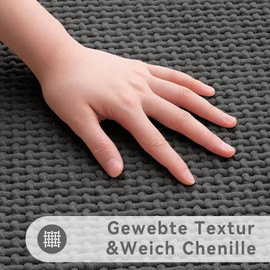 Homaxy Chenille Bathroom Rug Soft Bath Mat Non-Slip Washable Bath Mat Absorbent Bath Rug Bath Rug Shower Mat for Bathroom, Shower, Bathtub - 40 x 60 cm, Dark Grey